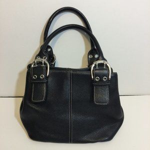 Tignanello Black Pebbled Leather Handbag with Adjustable Handles